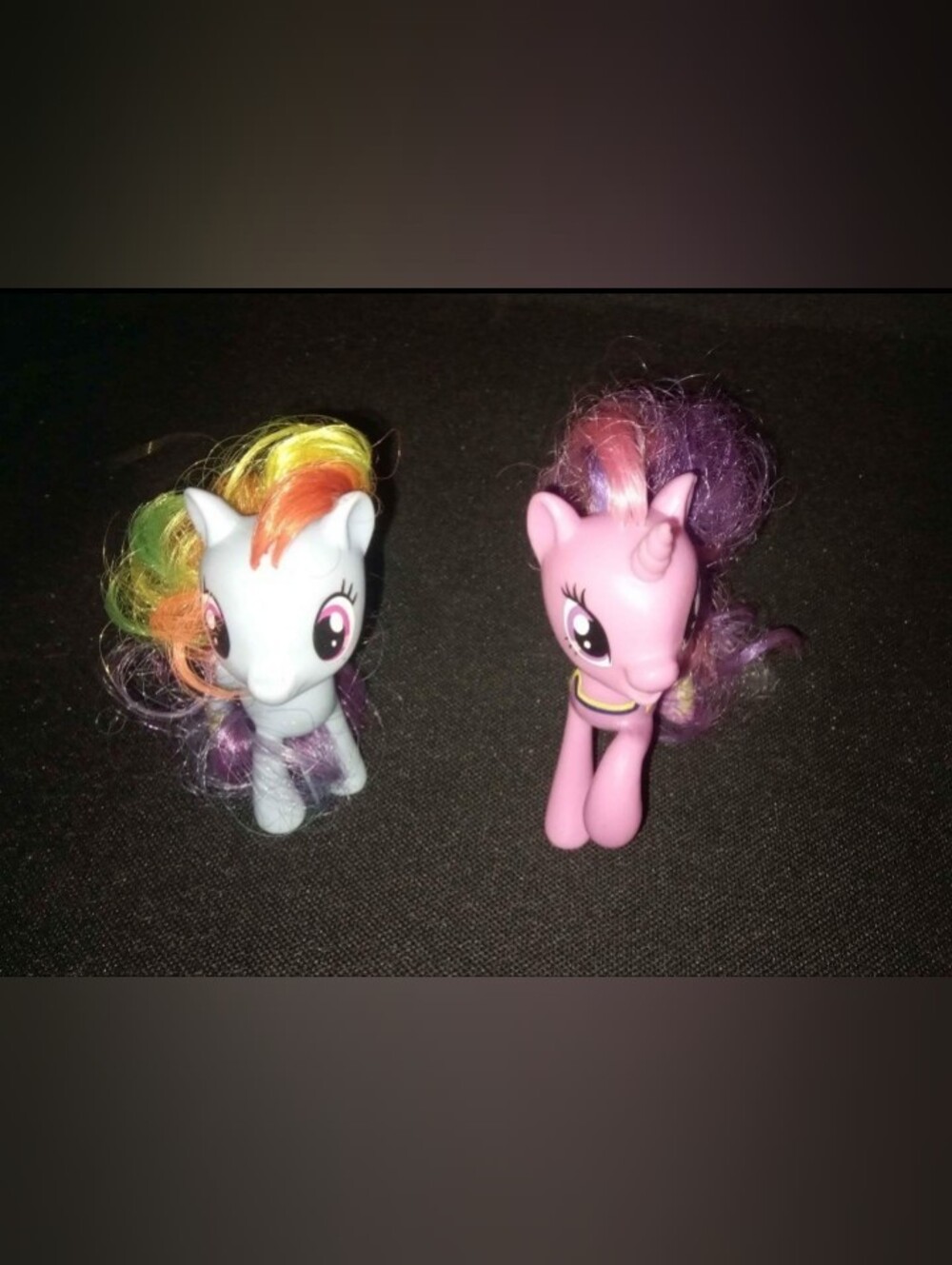 Rainbow-Haired Pink and Light Blue Pony Toy Set - Kids Toys